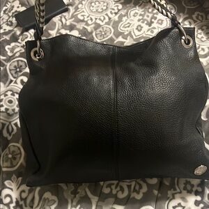 Elegant Black Leather Tote Bag